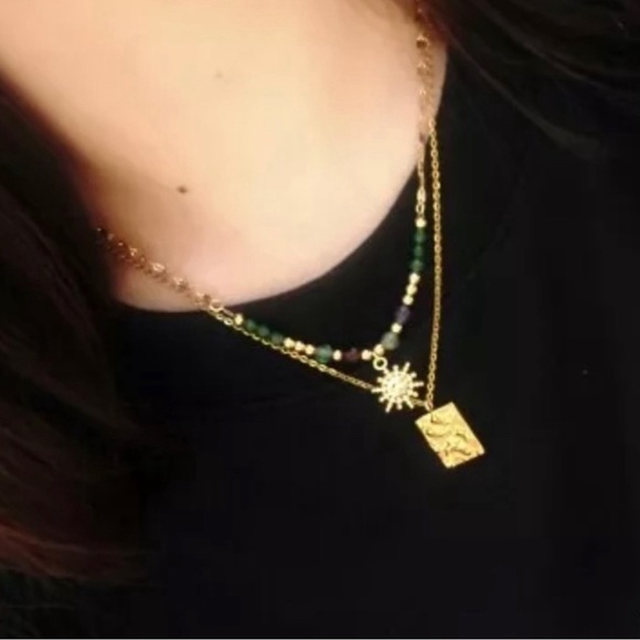 NWT natural stone Stainless steel ball pendant Necklace - Picture 11 of 16